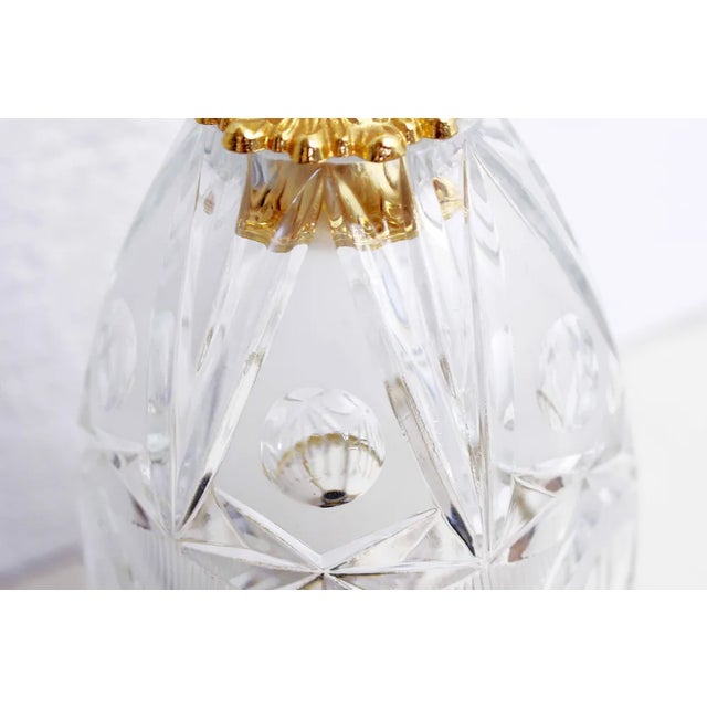 Cre art lamp italy 1970 hand-cut crystal table lamp with art deco geometric patterns. this crystal ogive rests on a brass...