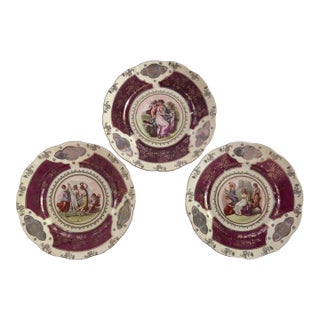 Antique Royal Vienna Style 6.5" Porcelain Cabinet Plates - Set of 3 For Sale