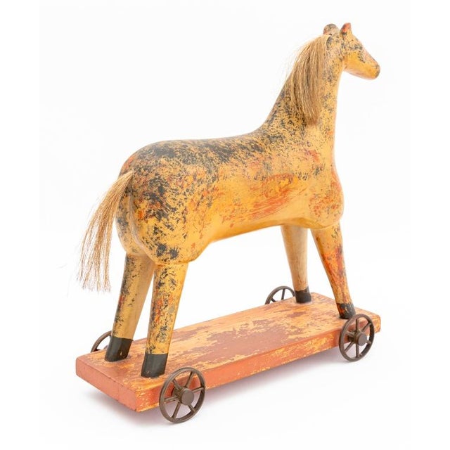 Late 20th Century Folk Art Painted Wood Horse Toys- Set of 2 For Sale In New York - Image 6 of 8