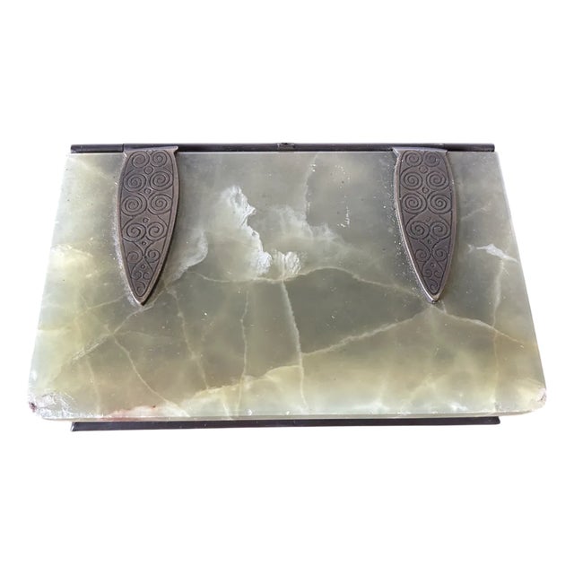 Art Nouveau Jewelry Box in Onyx and Metal, Austria, 1920s For Sale