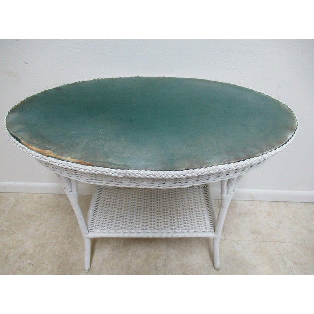 Farmhouse Antique Wicker Outdoor Side Table For Sale - Image 3 of 6