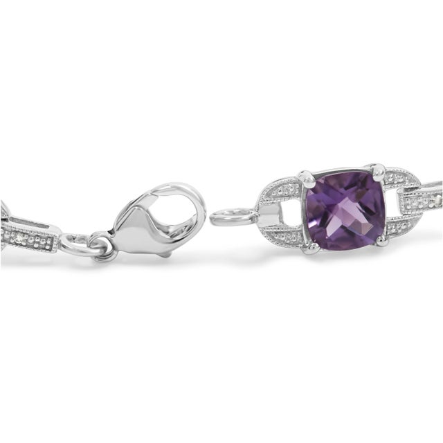 Classy and feminine, this amethyst and diamond tennis bracelet is designed especially for your lady love. Styled in...