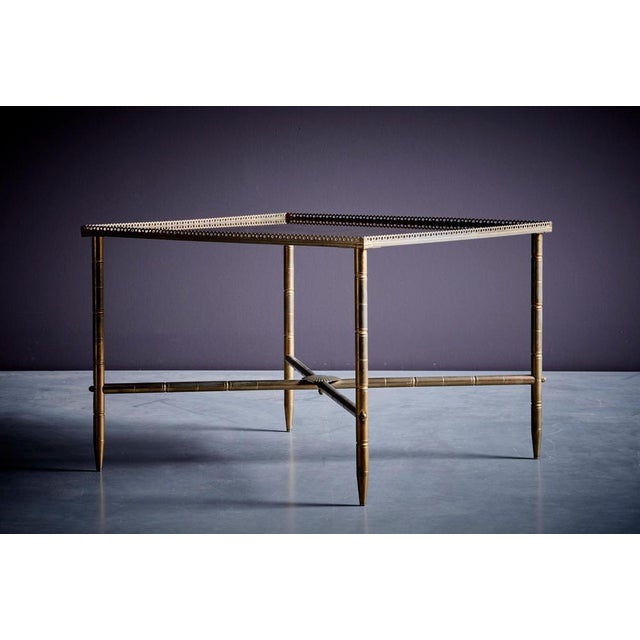 Metal French Brass and Antiqued Mirror Maison Side Table, 1960s For Sale - Image 7 of 12