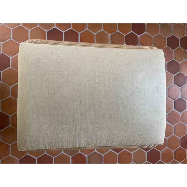Wood Vintage American Drew Pencil Reed Ribbon Footstool For Sale - Image 7 of 9