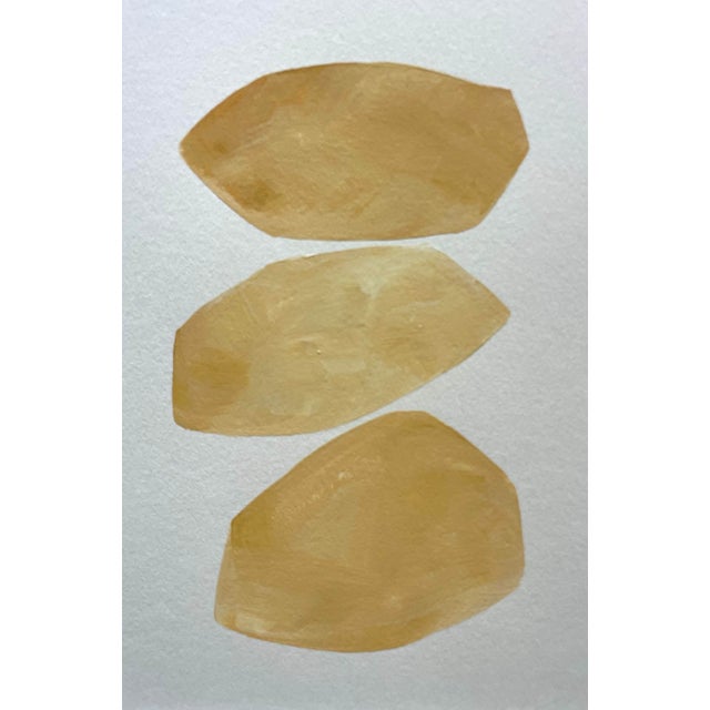 Abstract minimalist acrylic painting on French hand crafted cotton paper. Framed in a gold frame. All works on paper are...