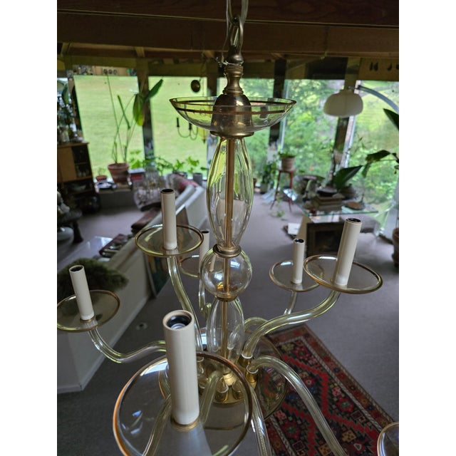 Glass Vintage Mid Century Modern Murano Style Nos Chandelier For Sale - Image 7 of 10