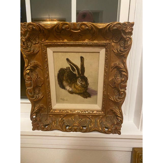 Traditional 20th Century Rabbit Painting Signed Henry Carlson, Framed For Sale - Image 3 of 6