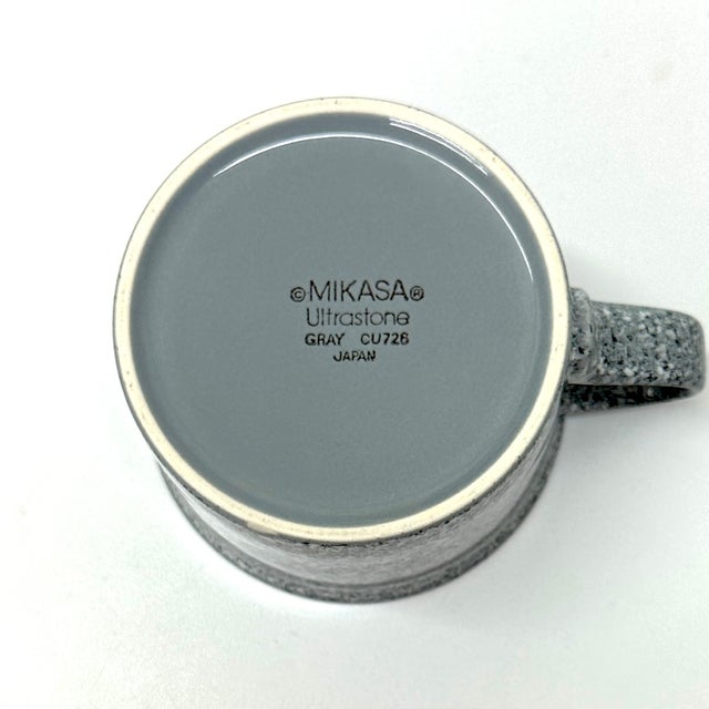 Ultrastone Gray Mottled Ceramic Coffee Cups by Mikasa - Set of 4 For Sale In Miami - Image 6 of 7