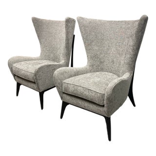 Caracole Whats New Pussycat Wingback Chairs, Pair For Sale