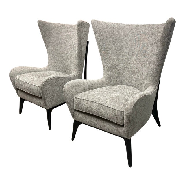 Caracole Whats New Pussycat Wingback Chairs, Pair For Sale