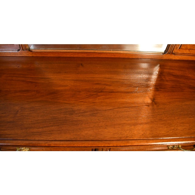 Wood 1900s Antique French Walnut & Burl Walnut Server / Buffet / Sideboard With Mirror For Sale - Image 7 of 18