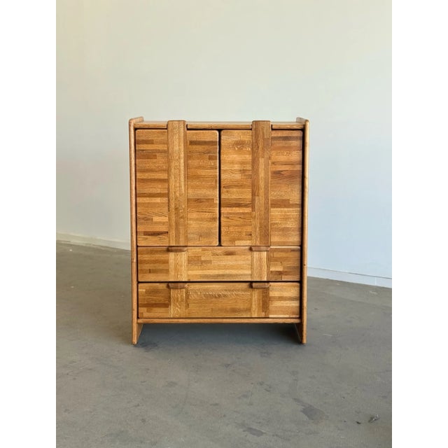 1980s Post Modern Highboy Dresser in Oak For Sale - Image 10 of 12