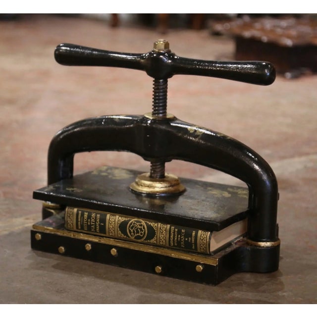 This antique paper binding press was forged in France, circa 1860. The large Classic "Presse a Relier" made of solid iron...