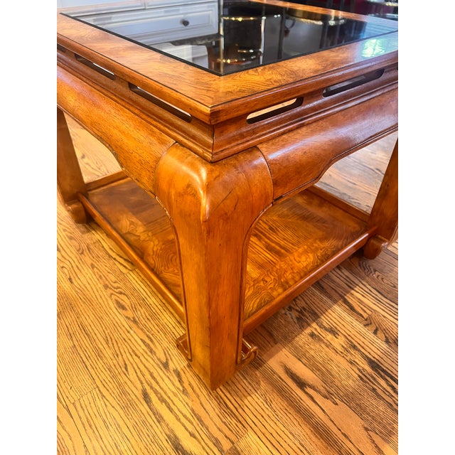 Coffee Late 20th Century Chinoiserie Chow Leg Ming Style Large Square Coffee & End Table Attributed to Schnadig Intl. Furniture For Sale - Image 8 of 12