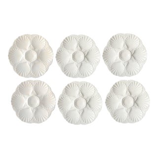 1960s Sarreguemines French Oyster Platers, Set of Six For Sale