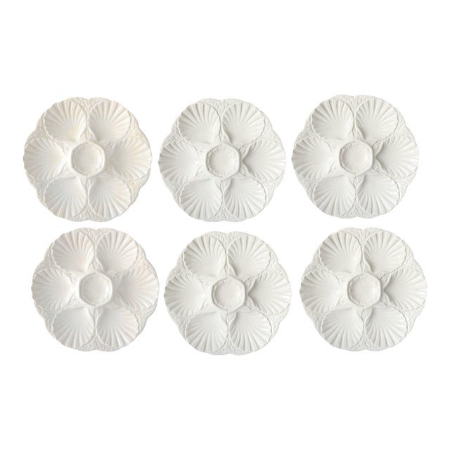 1960s Sarreguemines French Oyster Platers, Set of Six For Sale
