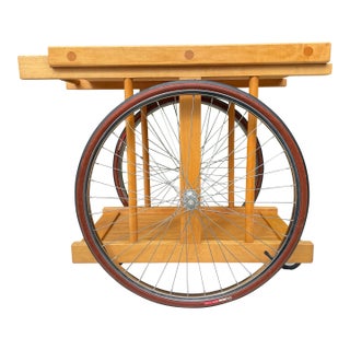 Bill W Saunders, Chopping Block on Bicycle Wheels Bar Cart Pasadena Art Design For Sale