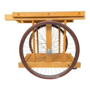 Bill W Saunders, Chopping Block on Bicycle Wheels Bar Cart Pasadena Art Design