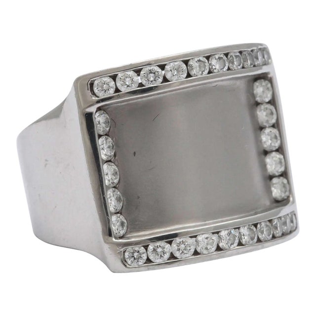 Charles Krypell Diamond & Platinum Modernist Ring W Satin & Polished Finish For Sale