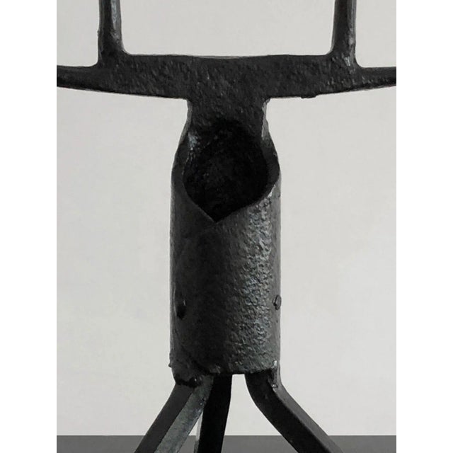 Vintage French Brutalist Candlestick in Wrough Iron, 1960s For Sale - Image 4 of 13