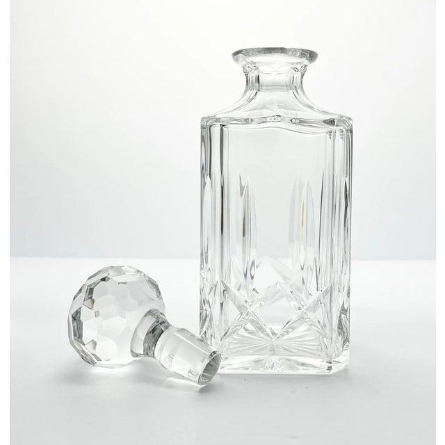 Contemporary 1990s Atlantis Crystal “Miguel” Pair of Crystal Square Liquor Spirits Decanters For Sale - Image 3 of 9
