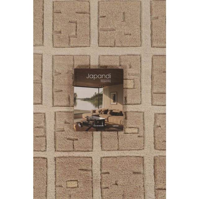 Contemporary Art Deco Wool Rug in Beige Hues by Rug & Kilim, India For Sale - Image 10 of 10