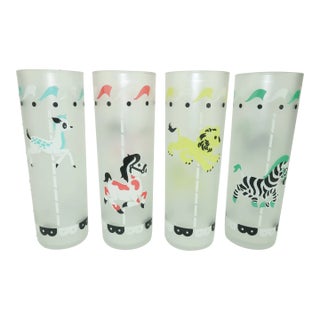 Libbey High Ball Carousel Circus Glasses, Set of 4 For Sale