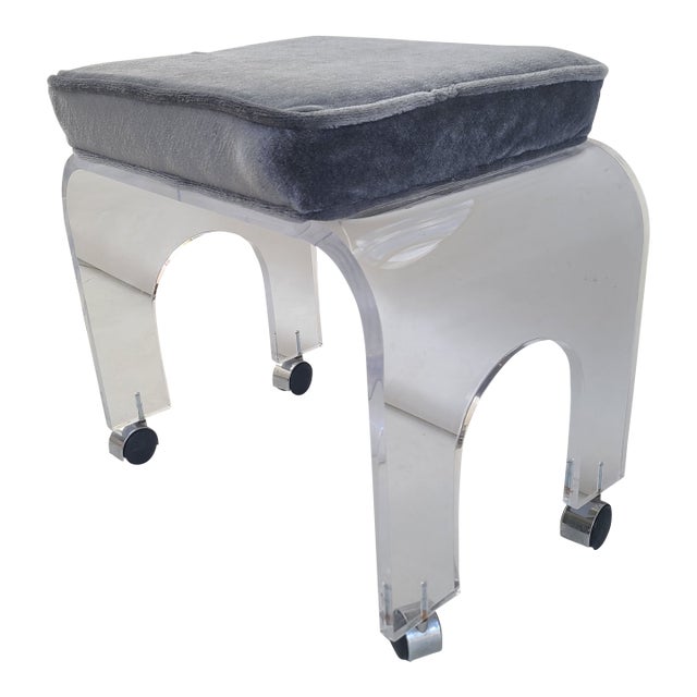 1970s Lucite Waterfall Vanity Stool For Sale