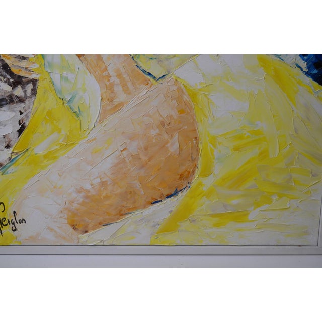 Contemporary French School Alexandre Pergler De Perglas Expressionist Figurative Painting, "Yellow Draped Nude" For Sale - Image 10 of 13