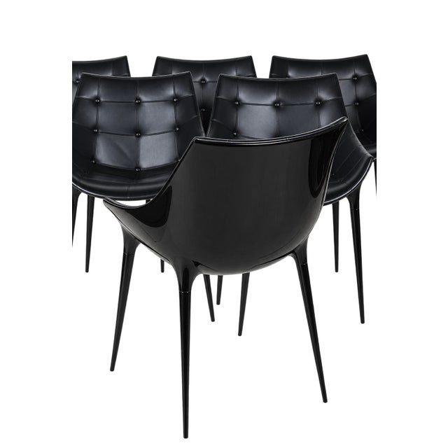 Contemporary Philippe Starck for Cassina “Passion 246” Black Leather Dining Chairs-Set of 6 For Sale - Image 3 of 10
