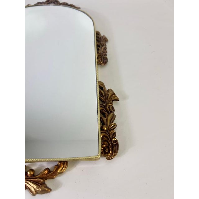 Italian Ornate Brass Framed Wall Mirror, 1960s For Sale - Image 4 of 8