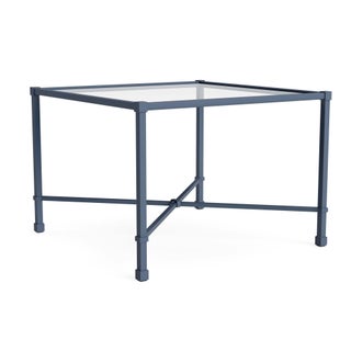Brown Jordan Venetian 26" Square Occasional Table - Glass Top in Sapphire For Sale