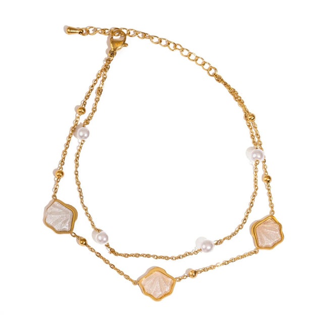 Pearl Seashell Dreams Gold Anklet For Sale In Miami - Image 6 of 6