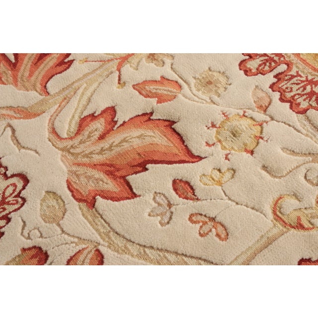2010s Rug & Kilim’s Tudor Style Rug in Beige, Red & White Floral Pattern For Sale - Image 5 of 6