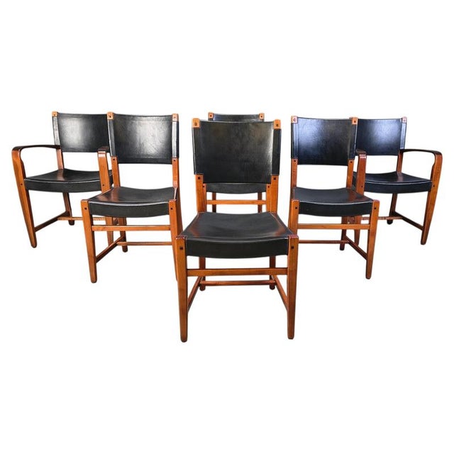 Vintage Spanish Leather and Wood Dining Chairs, 1970s, Set of 6 For Sale - Image 16 of 16