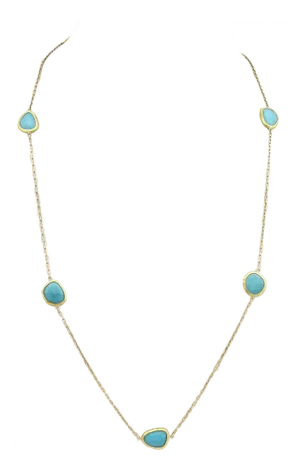 Gurhan 24k Layered Gold & Sterling Elements Turquoise Necklace