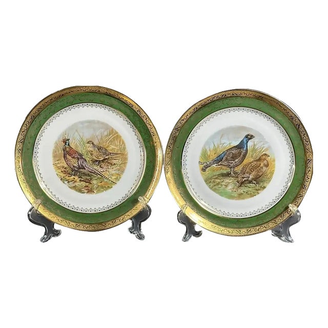Porcelain Plates with Pheasants from Limoges, France, 1900s, Set of 2 For Sale