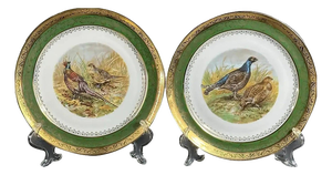 Porcelain Plates with Pheasants from Limoges, France, 1900s, Set of 2