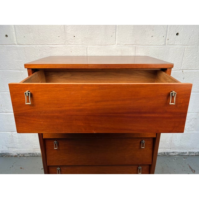 Mid 20th Century Modern Cherry Highboy Dresser by Bassett, Attributed For Sale - Image 9 of 15