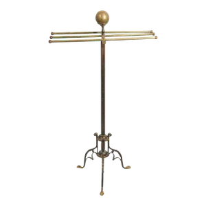 Antique Hollywood Regency Brass Towel Rack Valet Stand 1950's