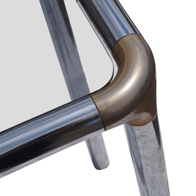 Mid-Century Modern Maison Jansen Style Glass and Chrome Console Table For Sale - Image 3 of 7