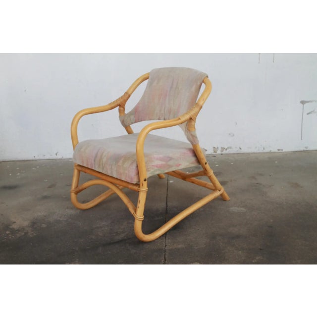 Late 20th Century Boho Chic Upholstered Bamboo Armchairs For Sale - Image 5 of 11