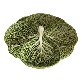 Vintage Portugal Green Cabbage Relish Platter For Sale