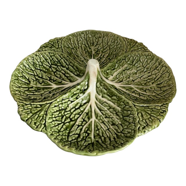 Vintage Portugal Green Cabbage Relish Platter For Sale