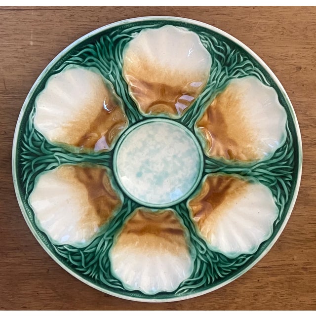 Late 19th Century Salins French Majolica Oyster Plate, c.1890 For Sale - Image 5 of 8