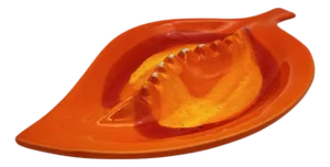 Mid-Century Ceramic Leaf Ashtray, Orange and Yellow Drip Glaze, 1960s