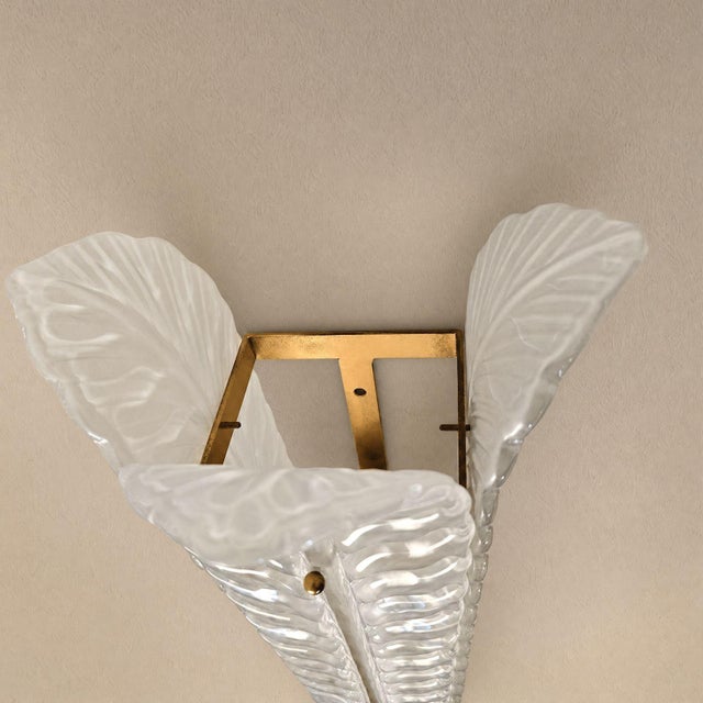 1970s Mid-Century Modern White Murano Glass Vanity Sconces - a Pair For Sale - Image 10 of 10