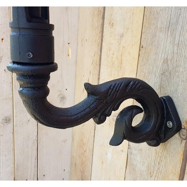 Antique Square Cast Iron Wall Lantern For Sale - Image 3 of 4