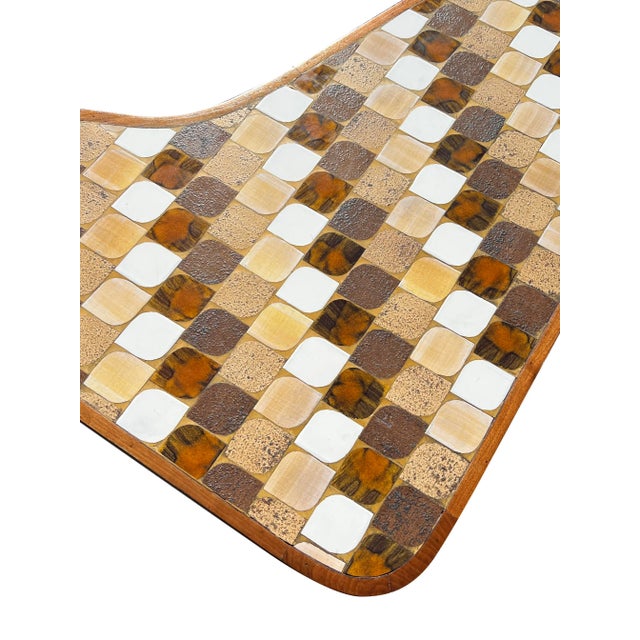 Wood Mid Century Modern Boomerang Kidney Form Tile Top Coffee Table by Hohenberg For Sale - Image 7 of 12