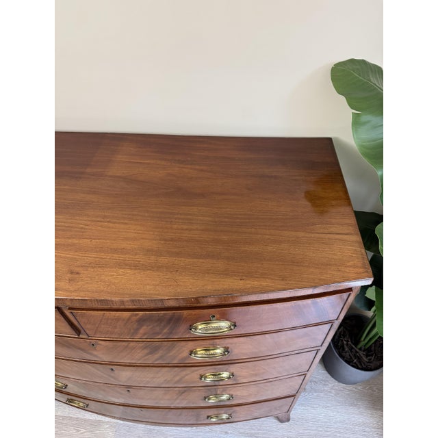 Georgian English Bow Fronted Mahogany Chest of Drawers For Sale - Image 13 of 16